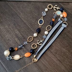 Navy and Orange long necklace